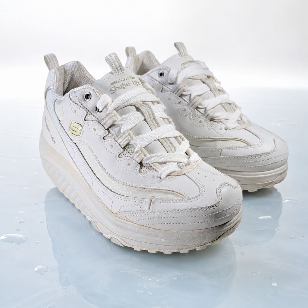 Skechers Shape-Ups Women’s White Platform Walking Shoes | Size 8.5